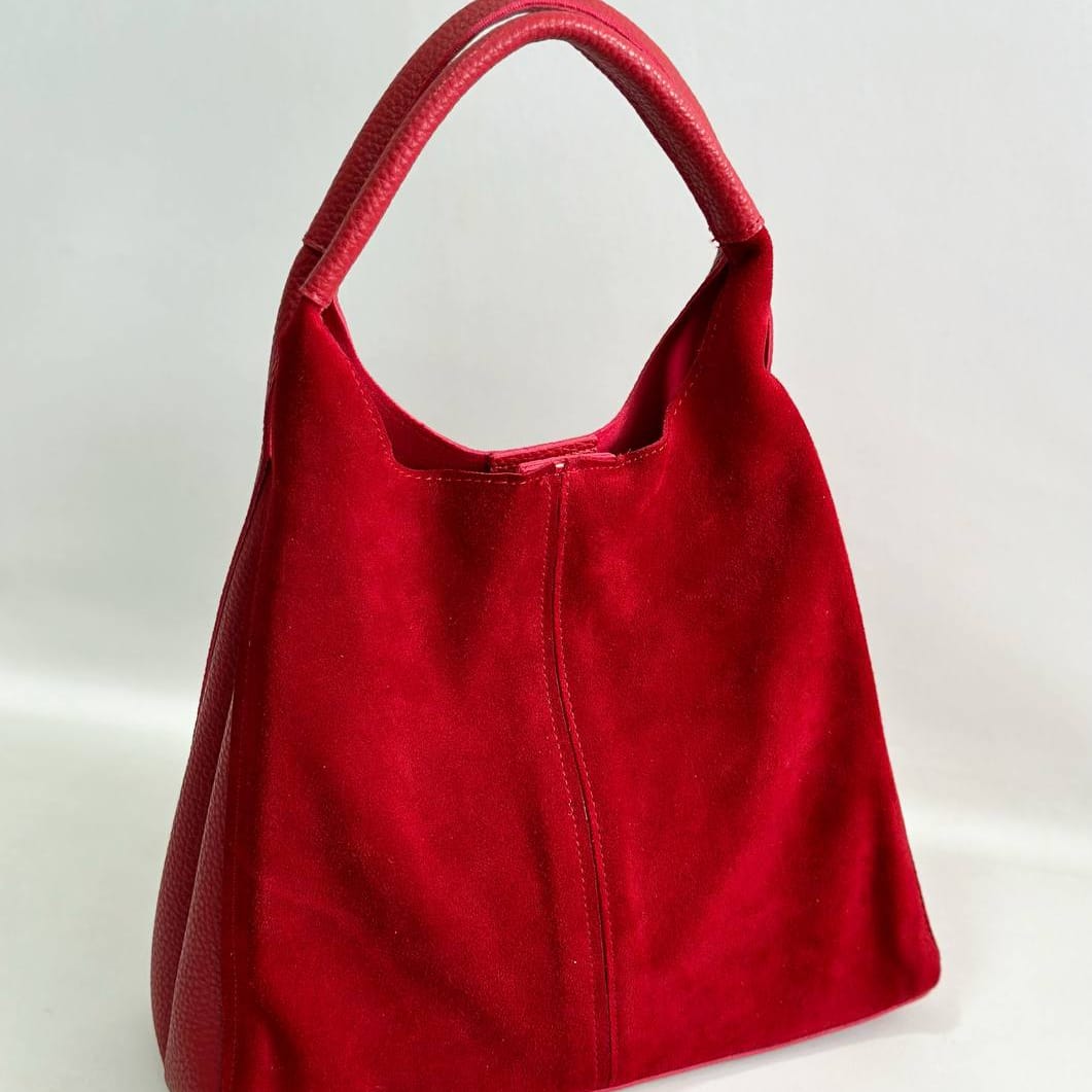 Velvet and leather Ladies Tote bag