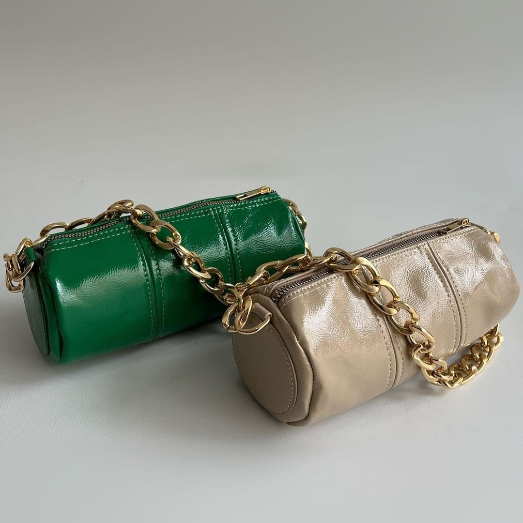 Small Cylinder Shoulder bag - Gold chain